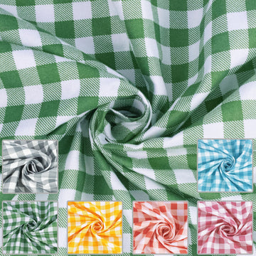 96" Wide Checkered Gingham Fabric - Lightweight Polyester Poplin Fabric for DIY Crafts, Wall Decor & Sewing - Green