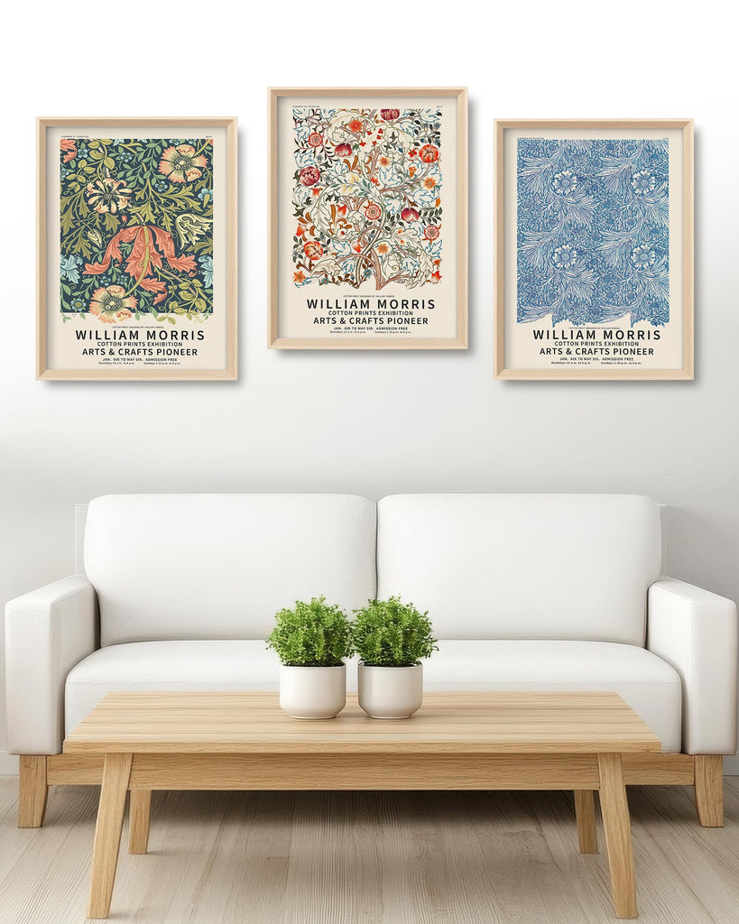 William Morris Wood Framed Wall Art, 12 x 16 Inch, Set of 3