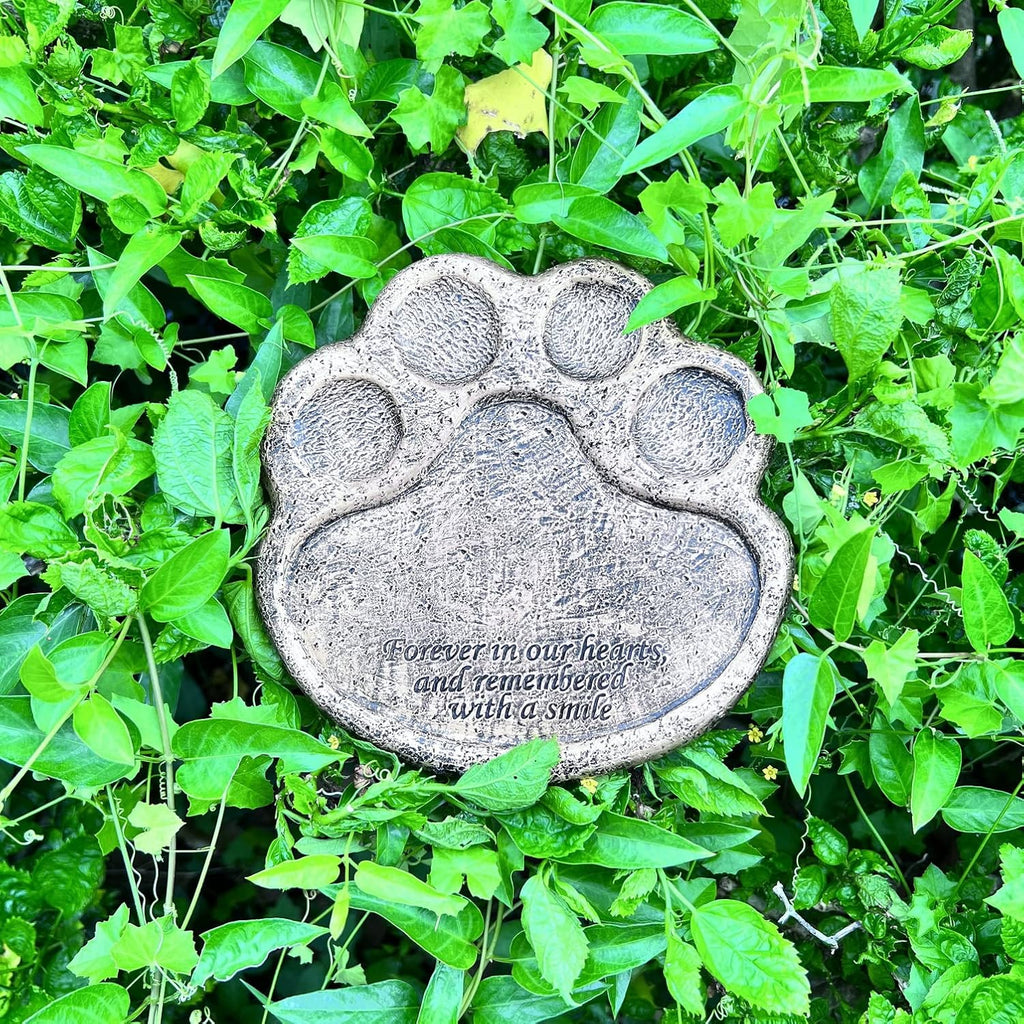 Stepping Stone, Paw of Dog Cat Pet Memorial Stones, Loss of Pet Gift - 7.5" L x 7.5" W x 0.6" D