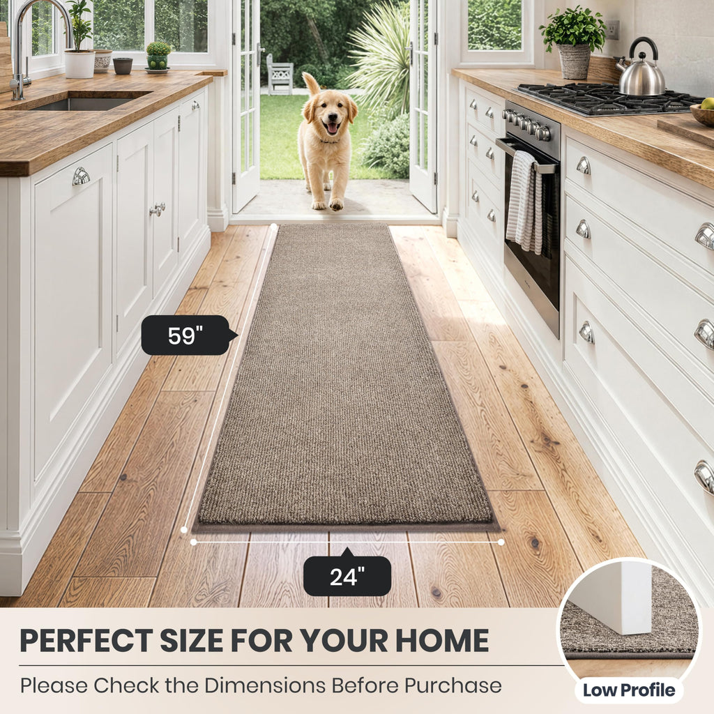 Hallway Runner Rug, 24" x 59", Heathered Beige