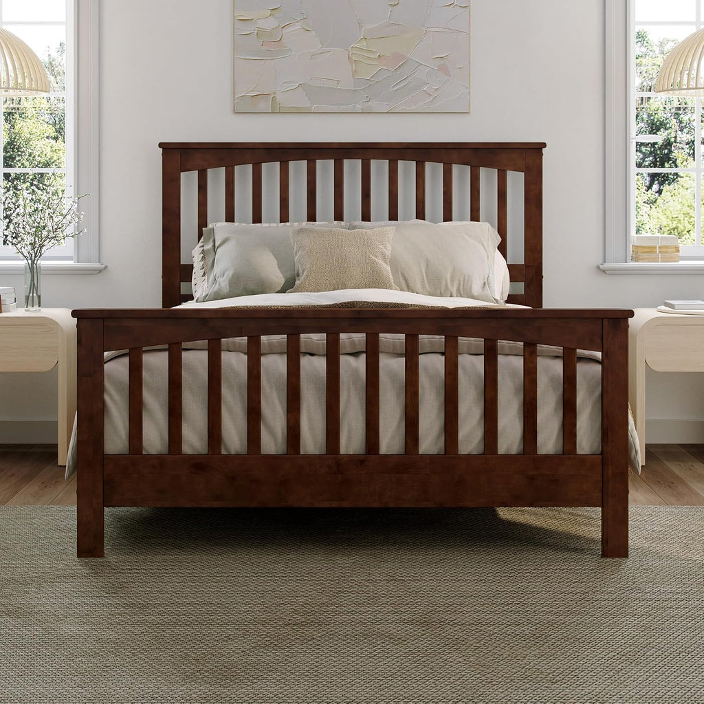 Camilla Queen Low Profile Platform Bed with Matching Footboard, Walnut