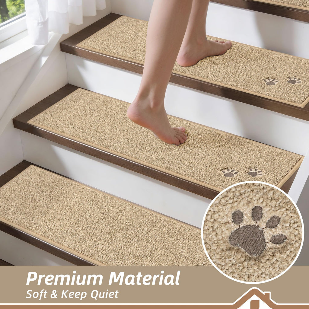 Non Slip for Wooden Steps 28" x 9", 4pcs, Warm Beige