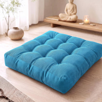 Large Floor Pillow for Adult, Square Meditation Cushion, 22 Inch Turquoise