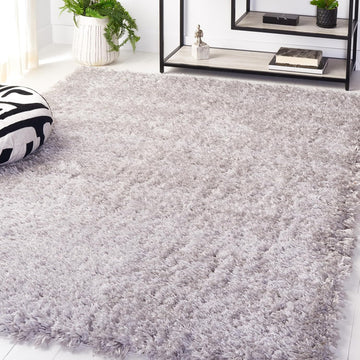 Flokati Shag Collection Area Rug, Silver, Solid Design, Non-Shedding & Easy Care, 2.75-inch Thick Ideal