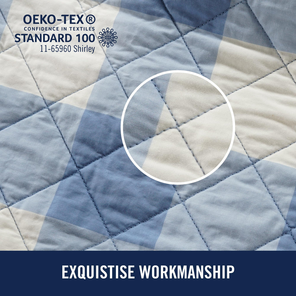 100% Cotton Percale Pre-Washed Quilt Set, Ultra-Soft & Reversible Bedding, Cotton Comforter