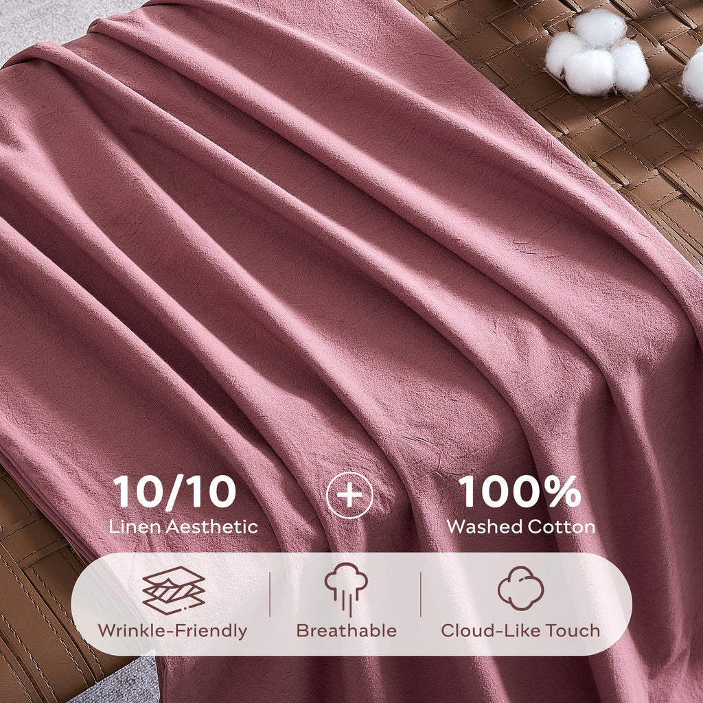 100% Washed Cotton King Fitted Sheet, 16-Inch Deep Pocket