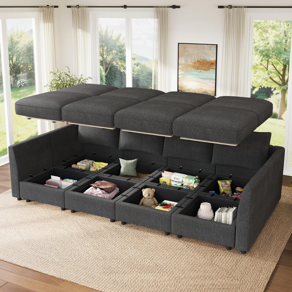 Modular Sofa Sectional Sleeper Couch with Storage Seat Reversible Sectional Sleeper Couch Modular Sofa - Snowflake