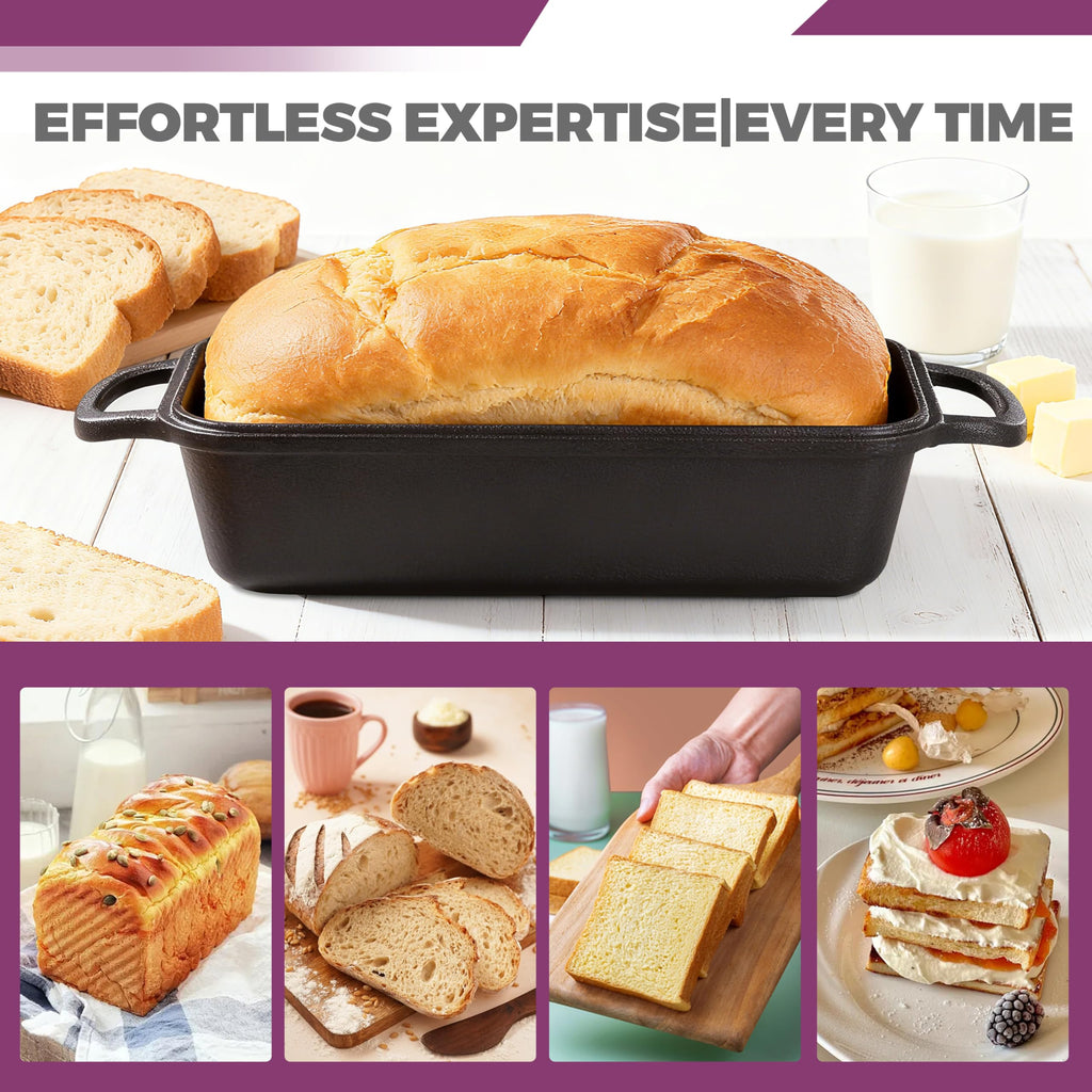 11x5 Inch Cast Iron Loaf Pan with Lid, Sourdough Pan