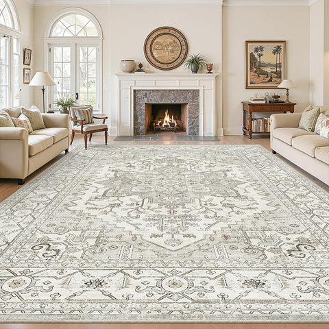 Living Room 10x14 Area Rugs, Washable Area Rug Stain Resistant Carpet Vintage Soft Rugs for Bedroom 