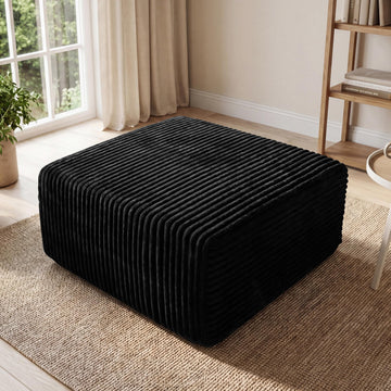 33.5'' Plush Fluffy Corduroy Ottoman for Boneless Couch in a Box, Modern Compressed Sofa, Small Comfy Square Couch