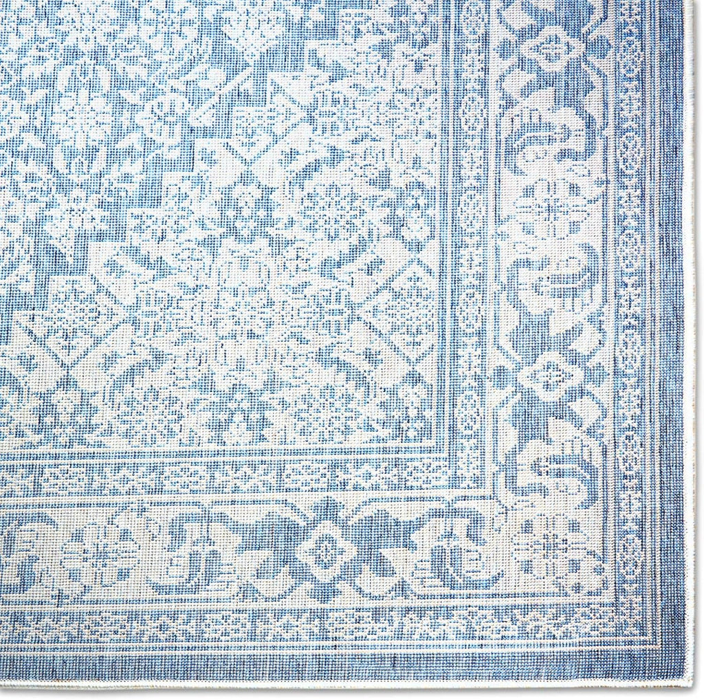 Patio Country Dahlia Transitional Medallion Indoor/Outdoor Area Rug, Blue/Grey, 5'2"x7'2"