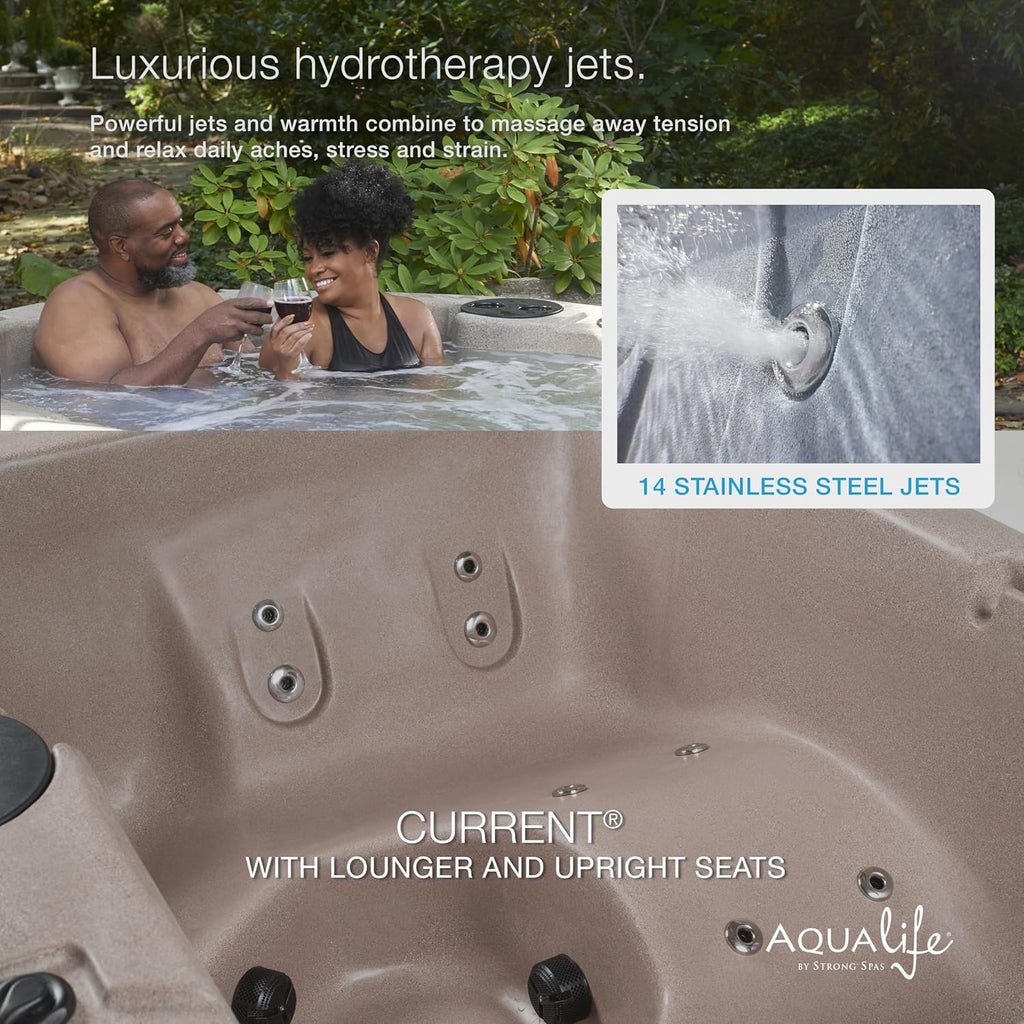 Current Outdoor Hot Tub, Free Extras, Fits 4-Adults, Plug and Play Spa, Free Cover Included