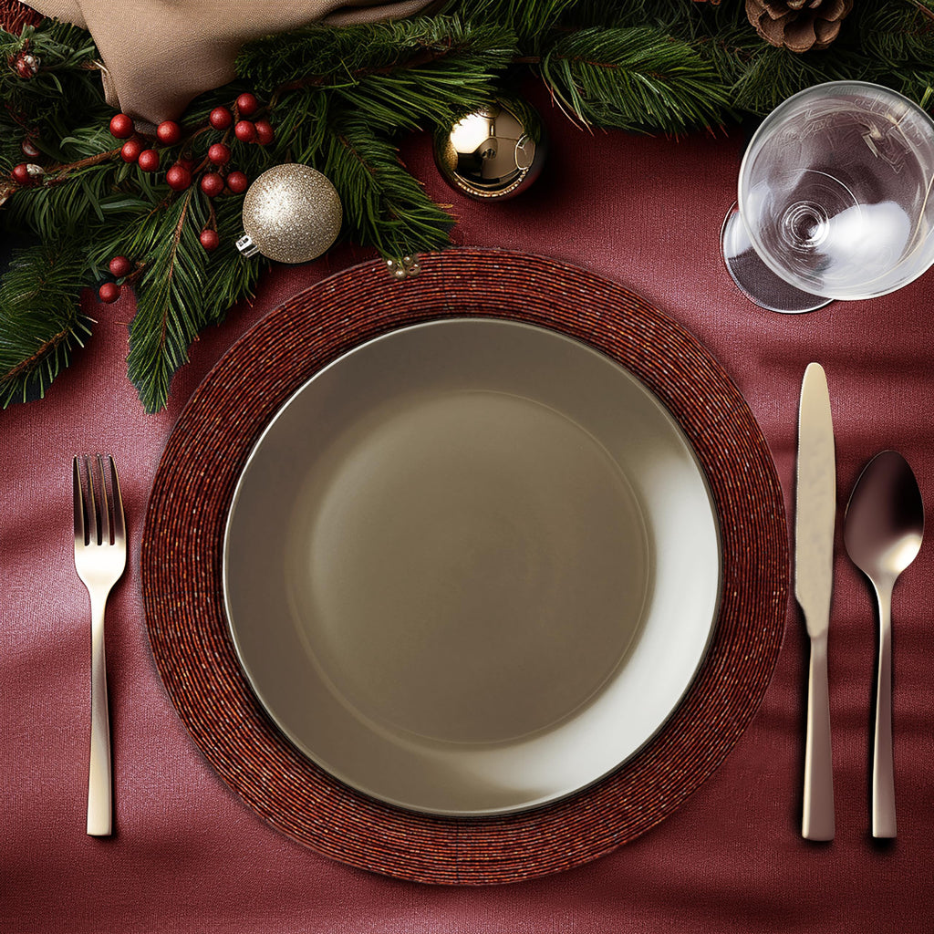 Glitz Handmade Beaded Charger Placemats - Set of 4 - Burgundy