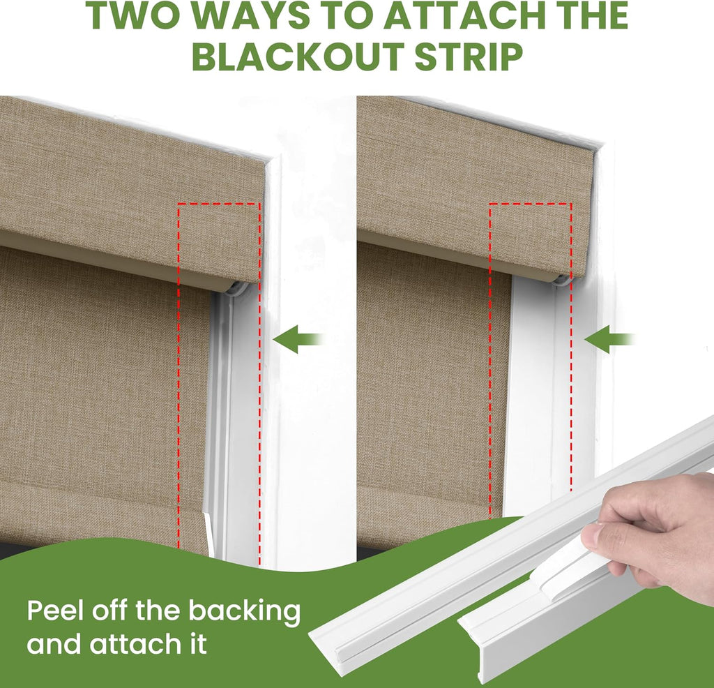 No Drill No Tools Blackout Cordless Roller Shades | Easy Install Roller Blinds Thermal Insulated Windows Shades for