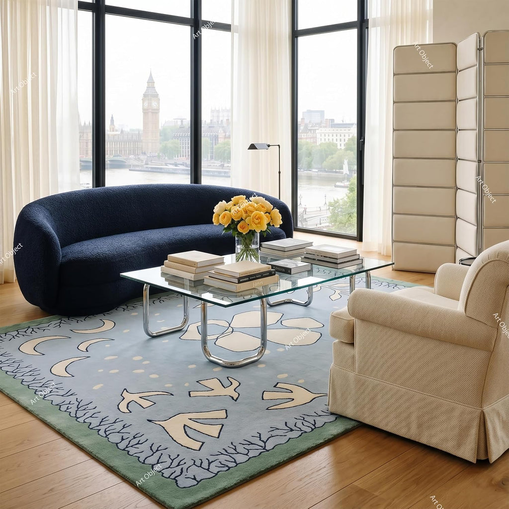 Hand Tufted Wool Area Rug, Scandinavian Abstract