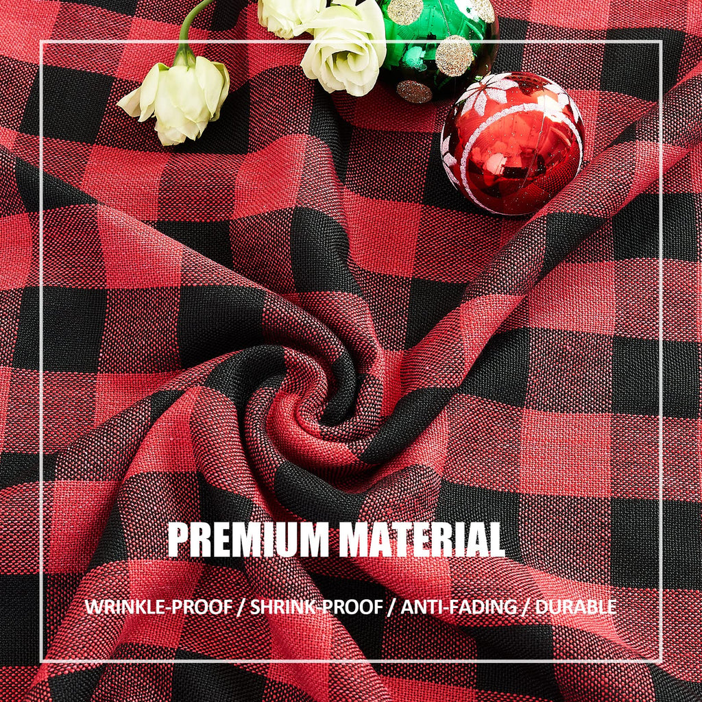 Red Black Buffalo Plaid Christmas Tablecloth 55"x102"
