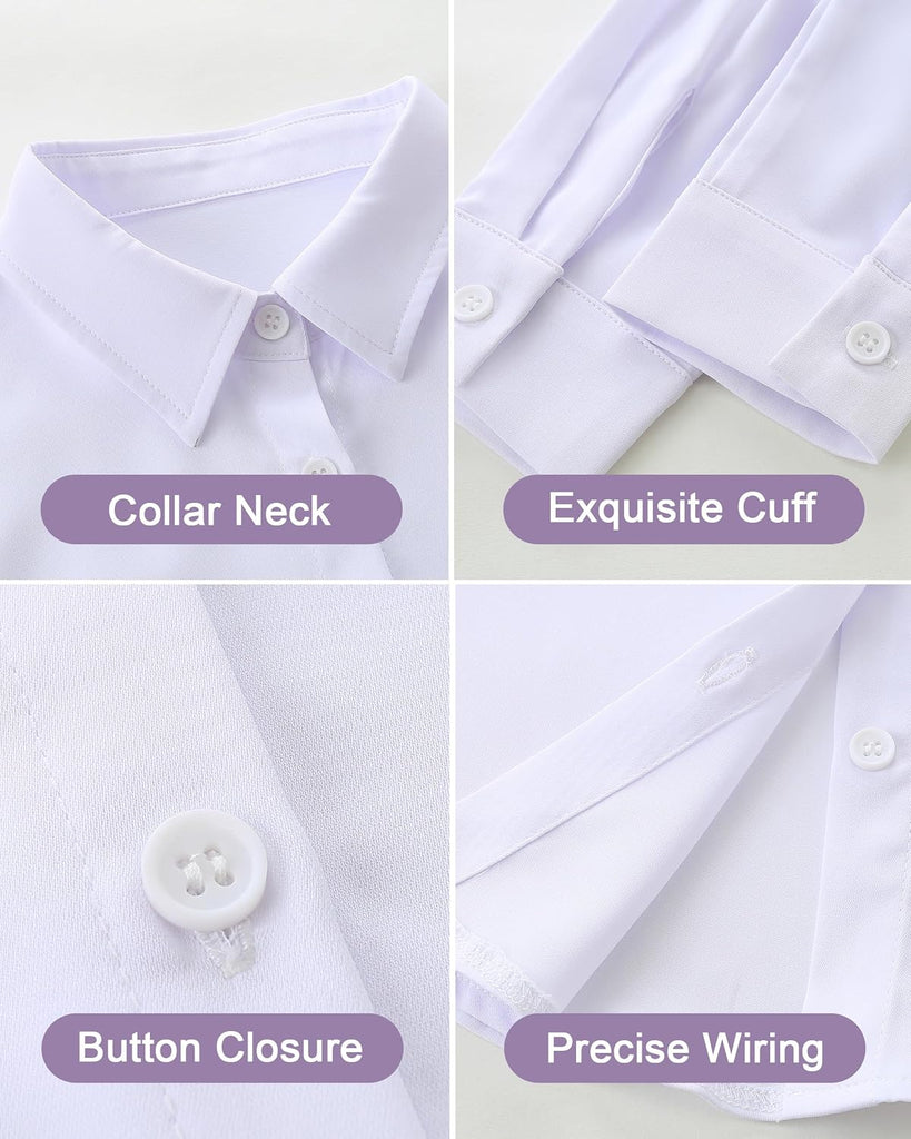 Girls Shirts Button Down Long Sleeve Girl School Uniform Blouse