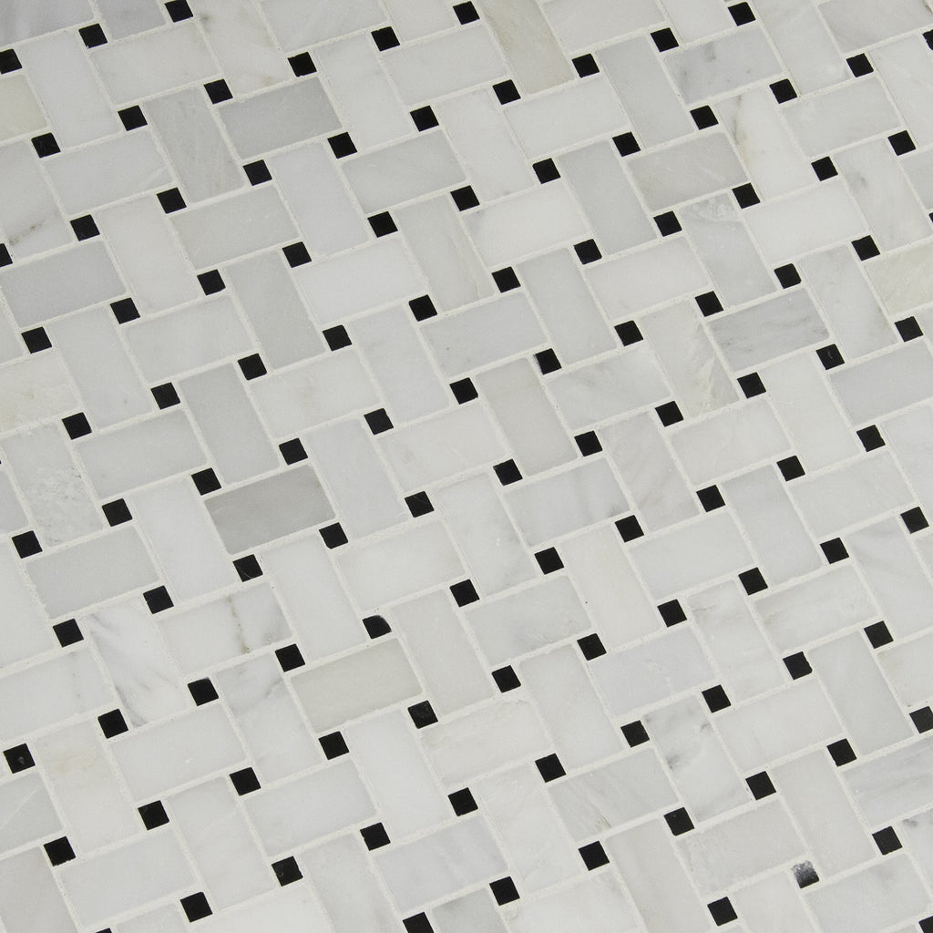 Marble Mosaic Wall Tile | Greecian White Basketweave | 12" x 12"