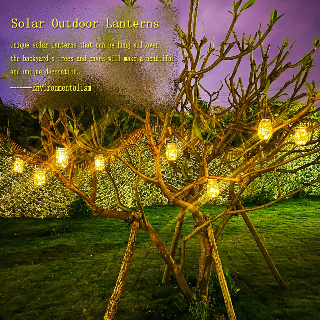 12 Pack Solar Hanging Lanterns Outdoor Waterproof Mason Jar Lights