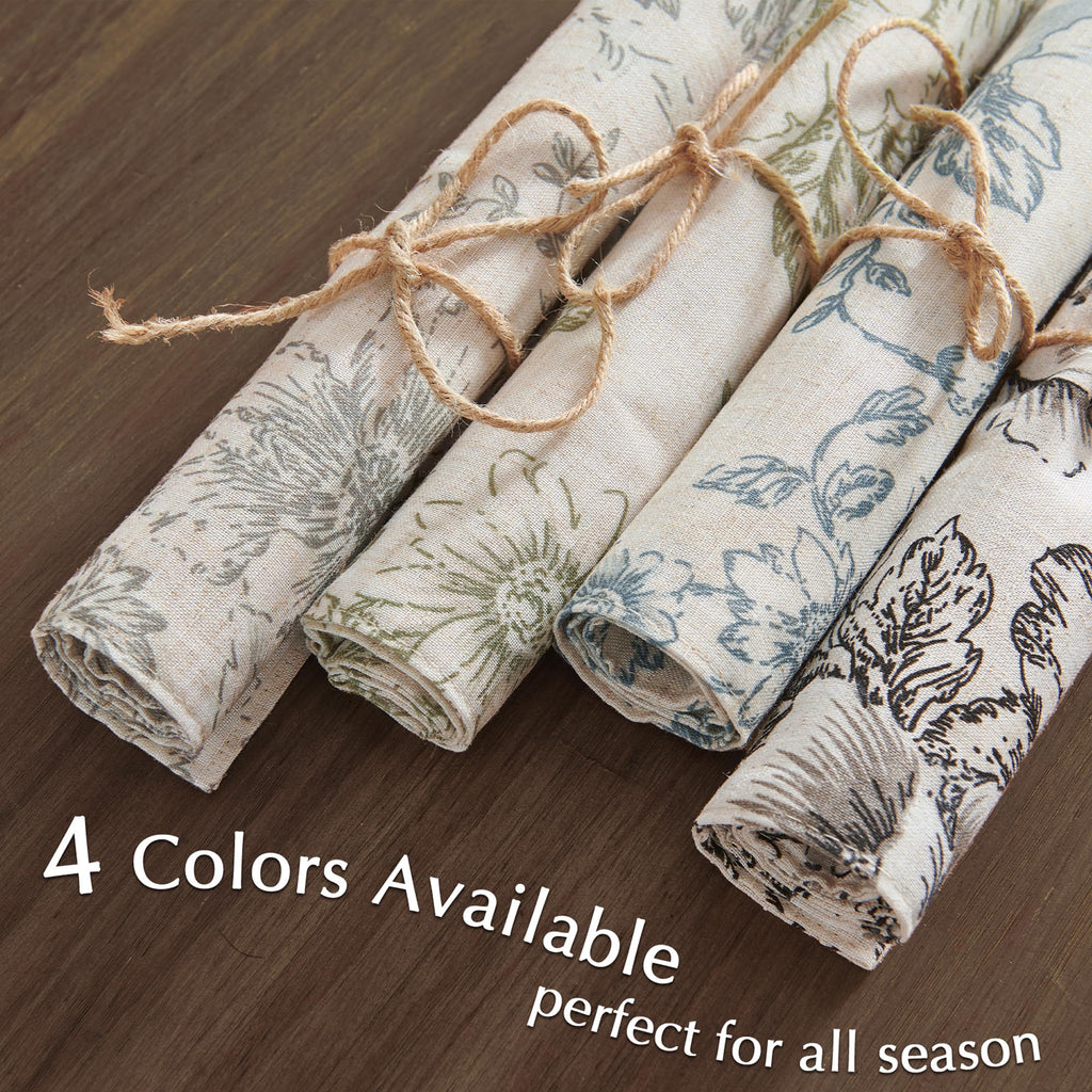 Alice Linen Floral Placemats Set of 4 Farmhouse 13x19 Inch Grey