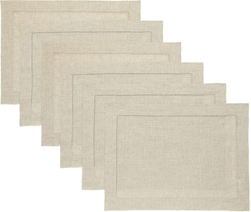 100% Pure Linen Woven Placemats Natural, 14 x 19 in - Set of 6