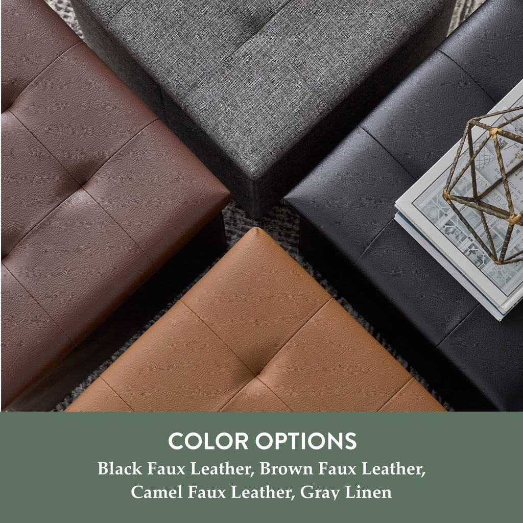 30 Inch Rectangle Storage Ottoman - Buttonless Tufted Ottoman -Foot Rest-Holds 330 lbs, Grey