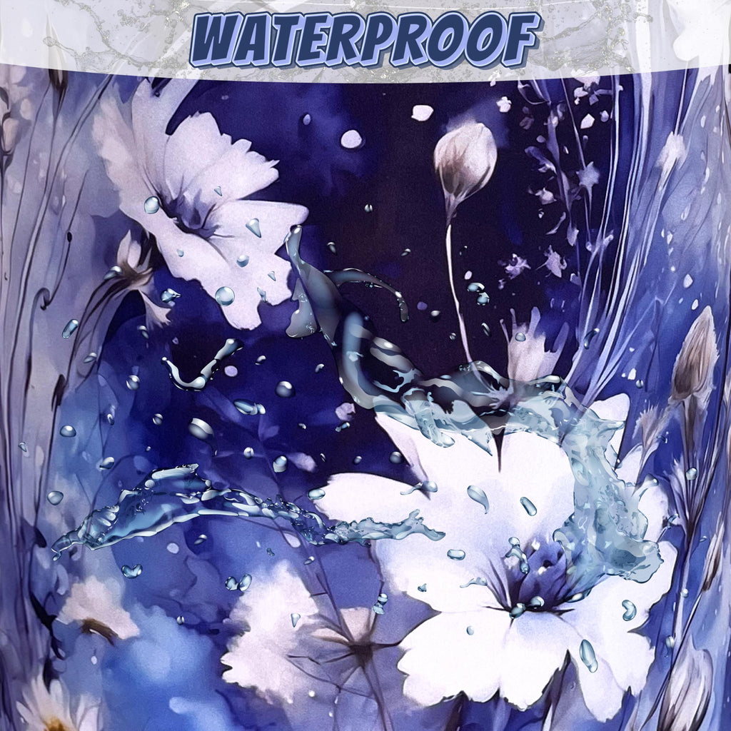 Blue Daisy Floral Laundry Basket Oxford Cloth Foldable Hamper 18.9x16.5 In