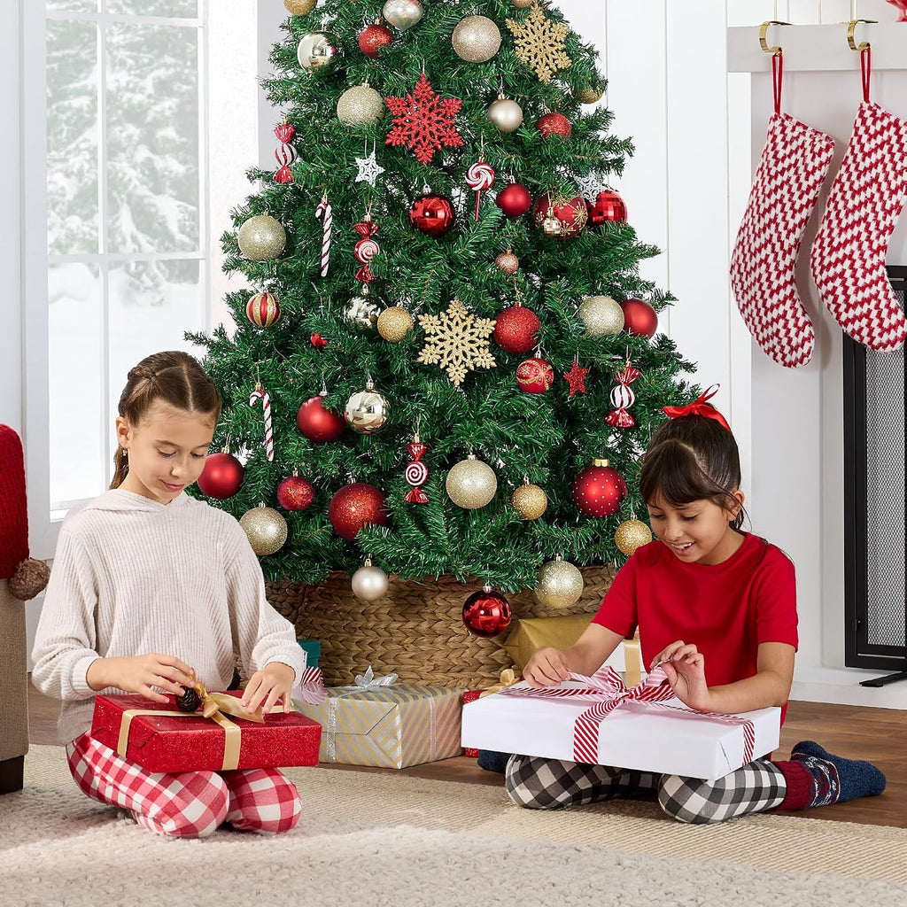 Artificial Christmas Tree, Premium Unlit Pine Design, Dense Branches Realistic Holiday Décor w/Easy Assembly