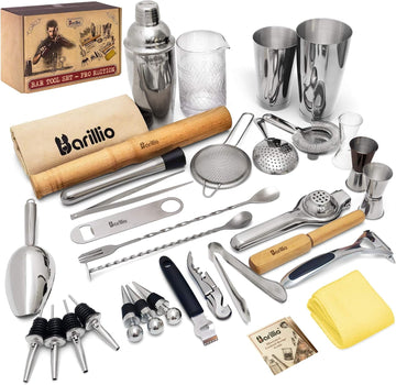 Bar Tool Set Pro Edition - Stainless-Steel Cocktail Shaker Set - Mixology Bartender Kit w/Boston Shaker, Drink Mixer