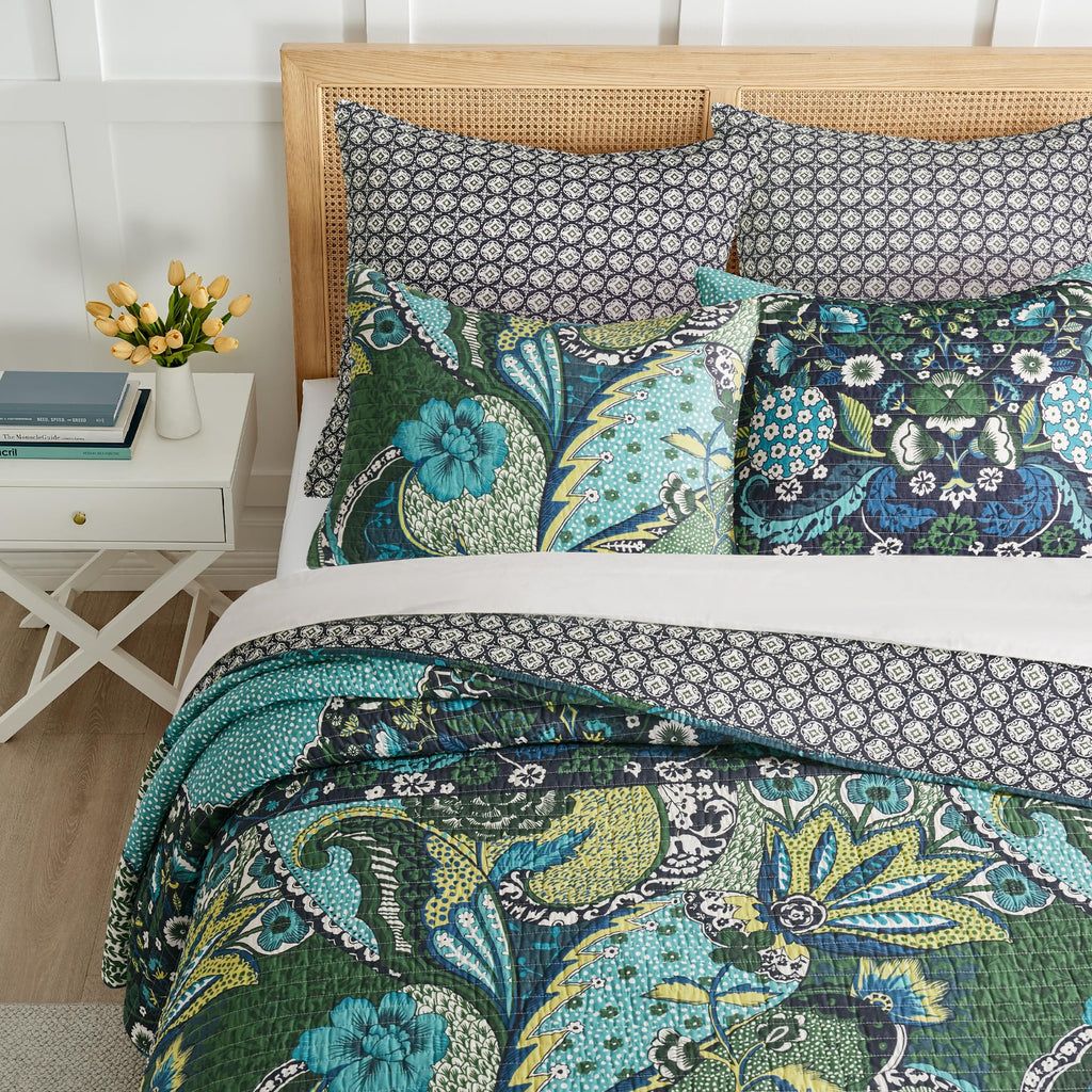 Jules - Quilted Euro Shams Set of Two (26 x 26 in.), No Insert - Medallion - Cotton