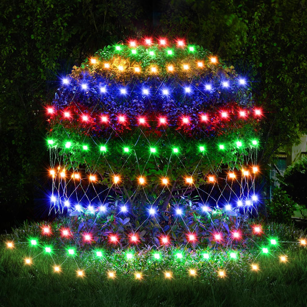 200 LED Christmas Net Lights, 6.5X 10FT Christmas Mesh Lights with 8 Modes, Connectable, Waterproof for Bushes Trees