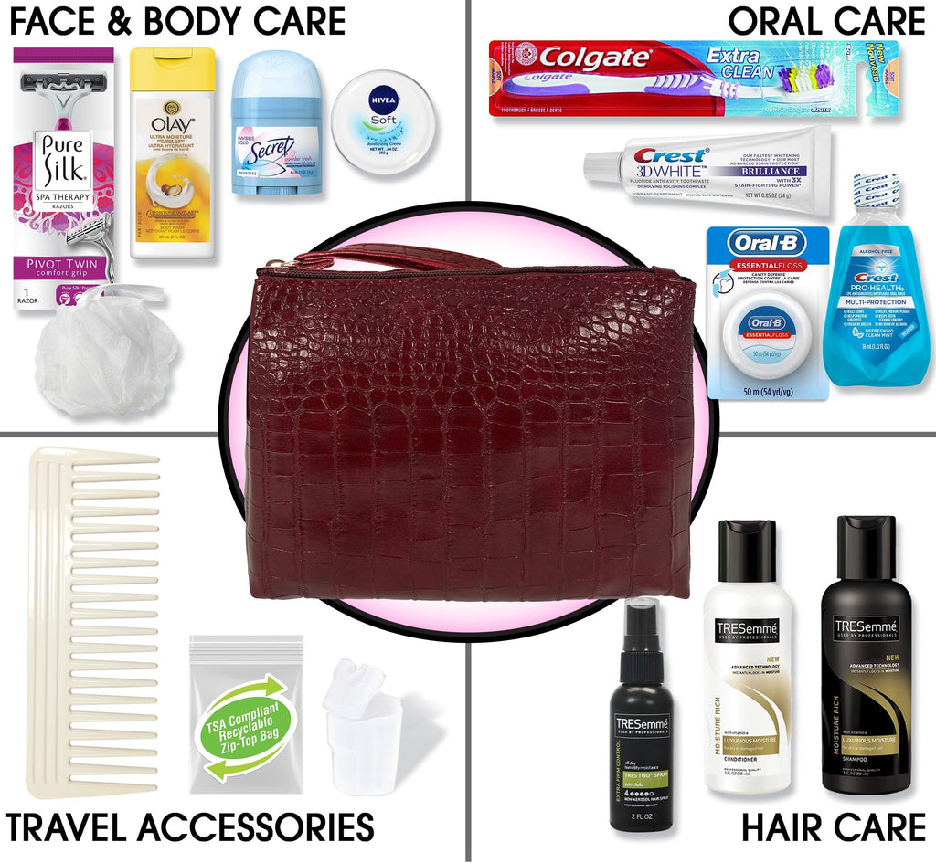 Kits International Women's Premium 16 PC Travel Kit - Stocking Stuffer and Holiday Gift Set with Tresemme Hair