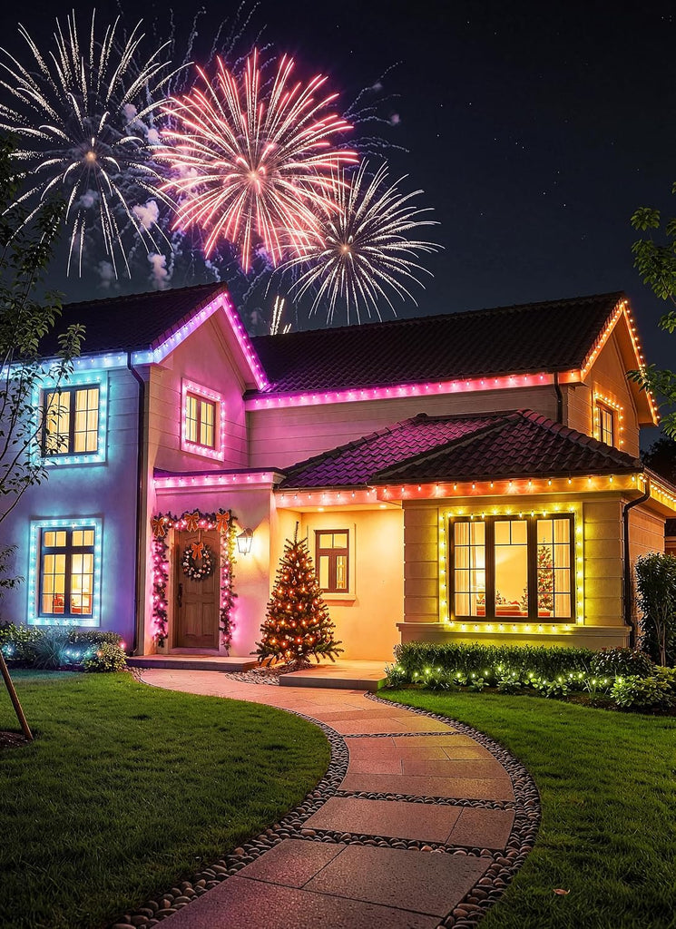 100LED Outdoor Christmas Lights, Smart APP & Remote, DIY, Music Sync, Timer