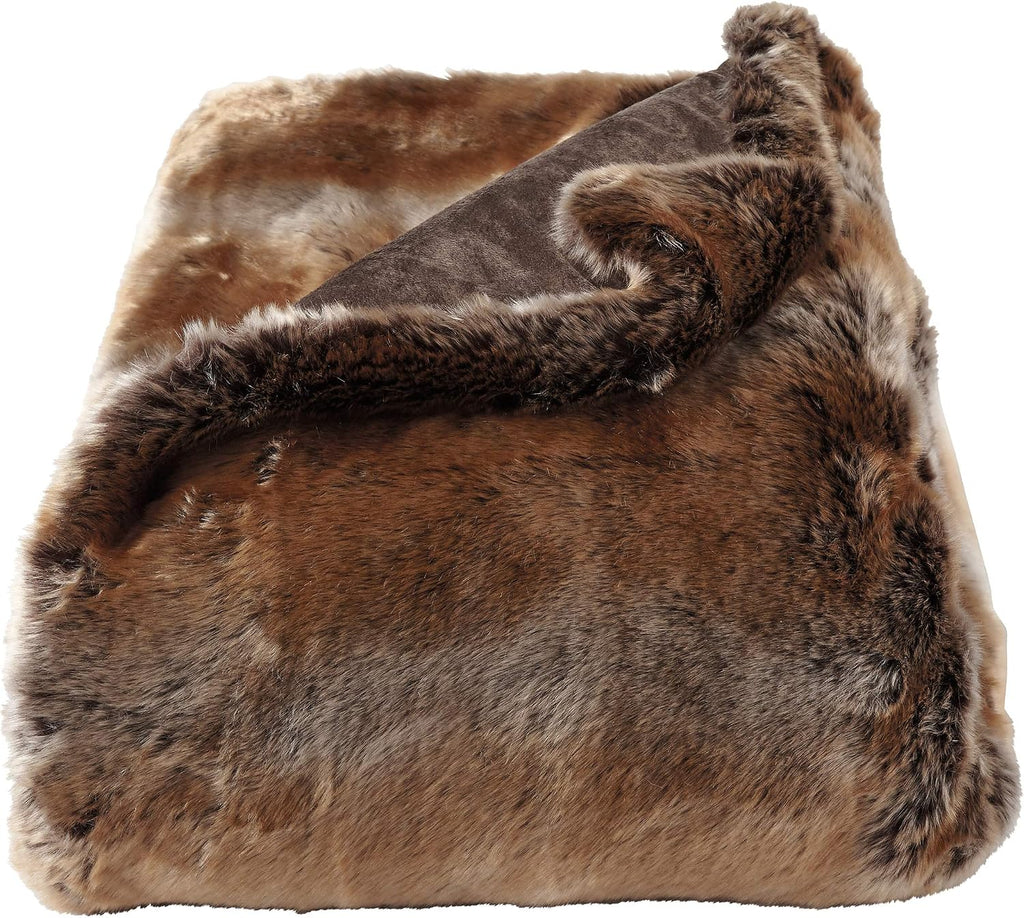 Faux Fur Throw - Luxurious, Hypoallergenic Premium Zobel Faux Marten Sable Fur Blanket with Plush Mink Back and Gift