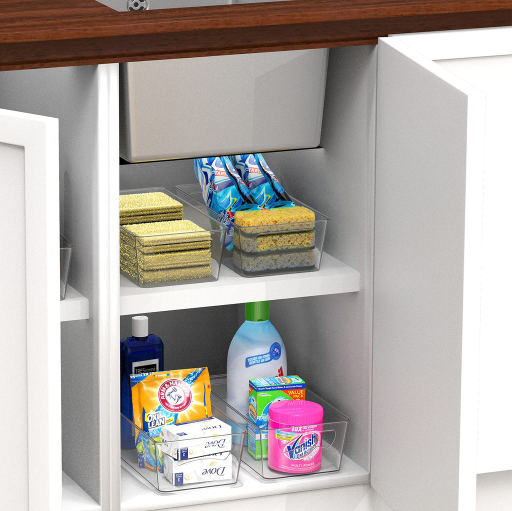 4 Pack Clear Fridge Storage Bins Organizer (12"x6.2"x3.4")