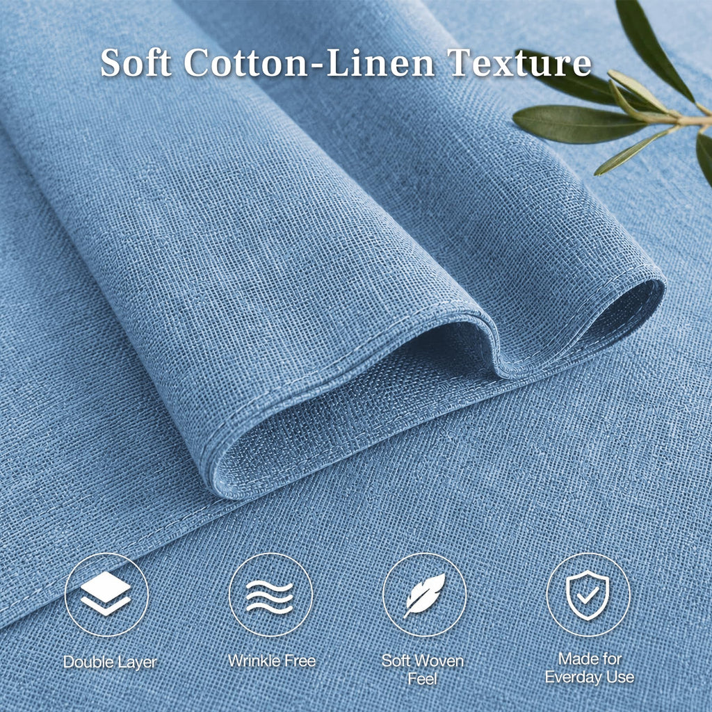 Light Blue Placemats Set of 4 Double Layer Washable Cotton Linen