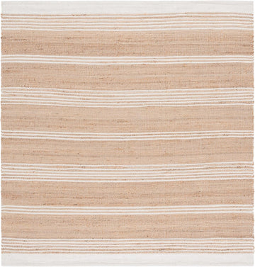 Natural Fiber Collection Area Rug - 6' Square, Natural & Ivory, Handmade Jute, Ideal for the Living Room, Dining