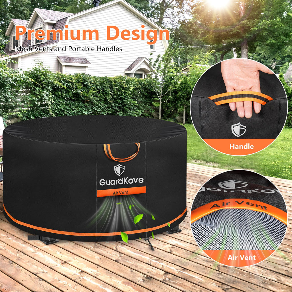Upgraded 1000D Heavy Duty Fabric] 32 inch Fire Pit Cover Round