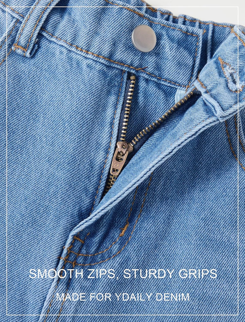 Girls Baggy Jeans Wide Straight Leg High Elastic Waisted Denim Pants Fashion Y2k Boyfriend Skater Streetwear