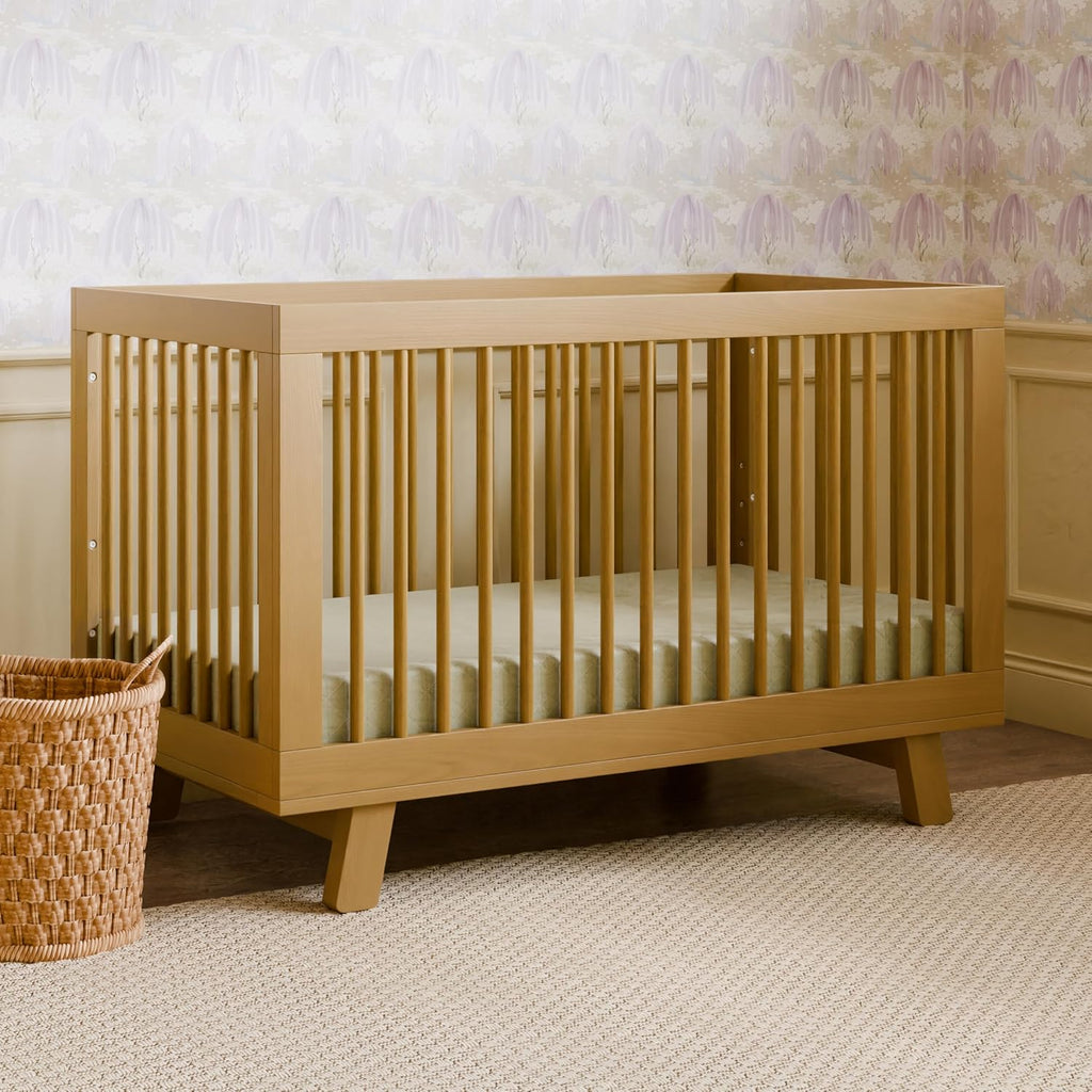 Hudson 3-in-1 Convertible Baby Crib, Honey | Baby Crib Converts to Toddler Bed & Daybed - GREENGUARD Gold Certified