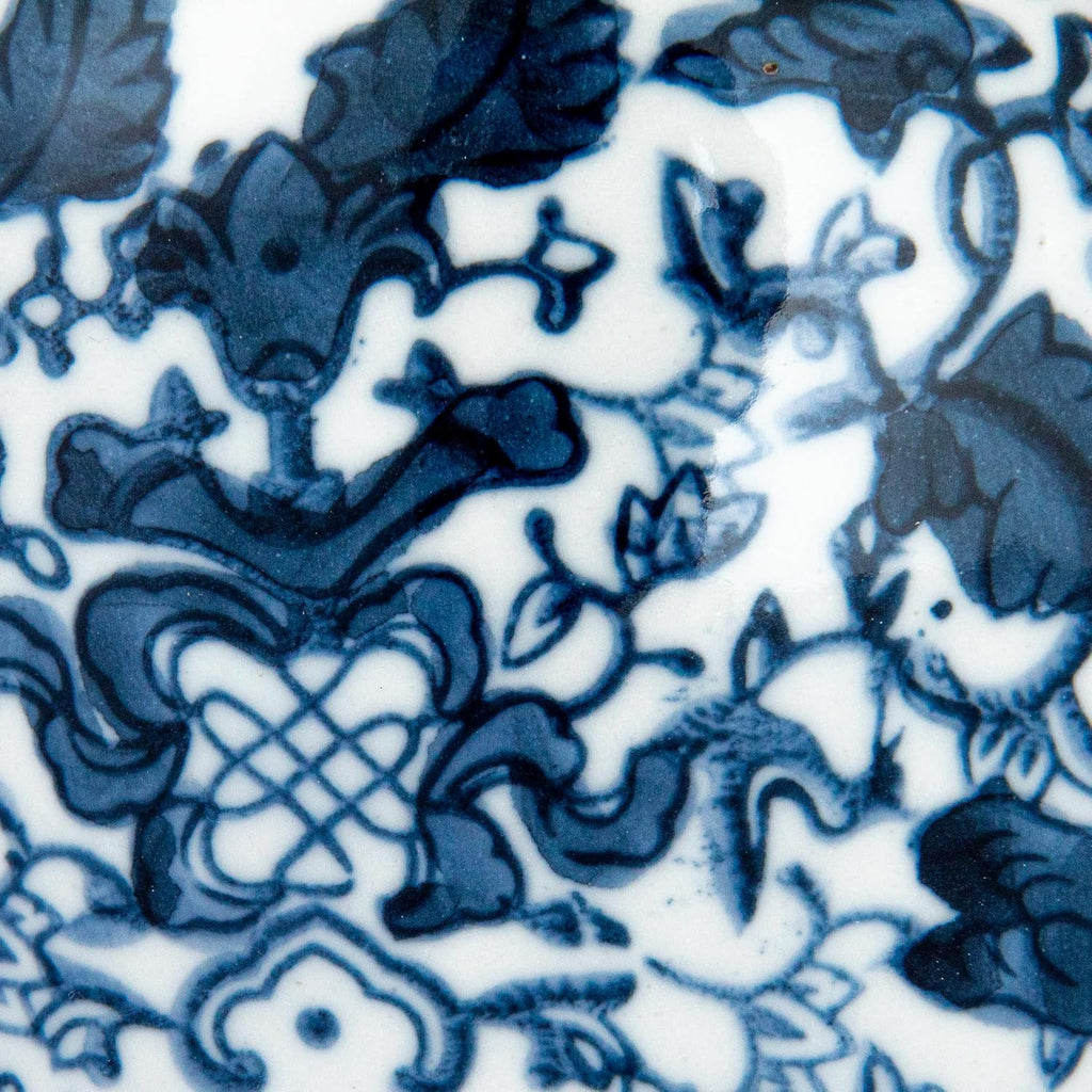 Small Decorative Ceramic Ginger Jar with Lid, Blue and White Floral Pattern