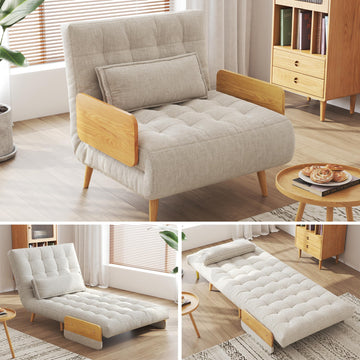 Convertible Sofa Chair Bed, 28" Mid-Century Sleeper for Adults