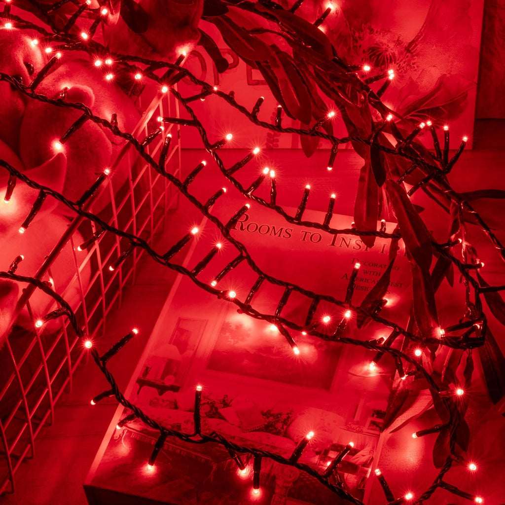 82FT 1000 LED Christmas Cluster Light 8 Modes String Lights Red