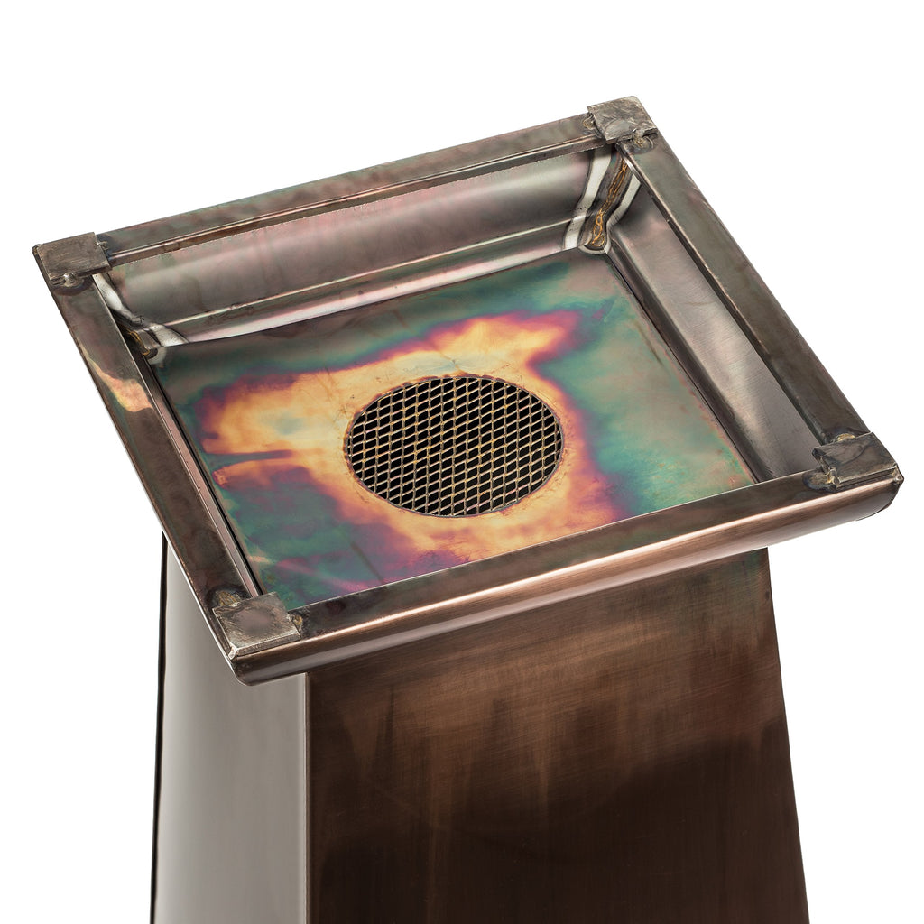 36 In Tall Square Planter, Antique Copper Finish