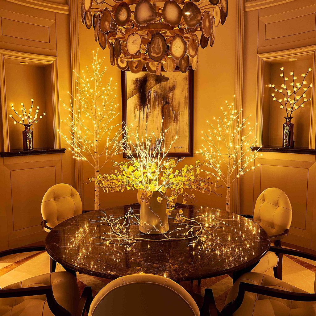 Lighted Birch Branches Plug in with Timer 30IN 150 LED Fairy Lights, White Willow Branch Lights for Christmas