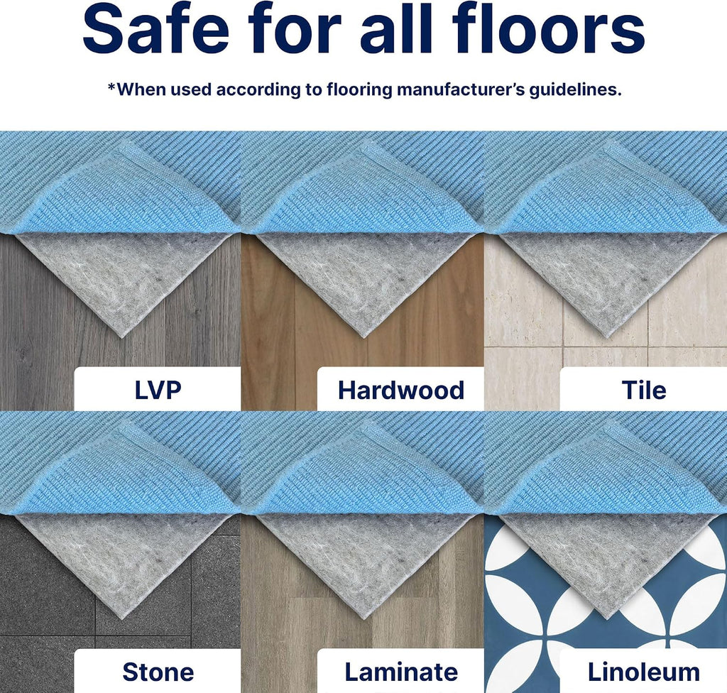 Basics - 8'x10' - 1/4" Thick - 100% Felt - Protective Cushioning Rug Pad - Safe for All Floors and Finishes Including - Set of 80
