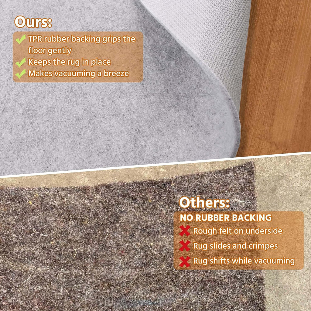 4' x 6' Non Slip Rug Pad Waterproof, 1/4" Thick 100% Felt +Rubber Rug Pad, Under Area Rug Pad Protective Cushioning - Set of 24