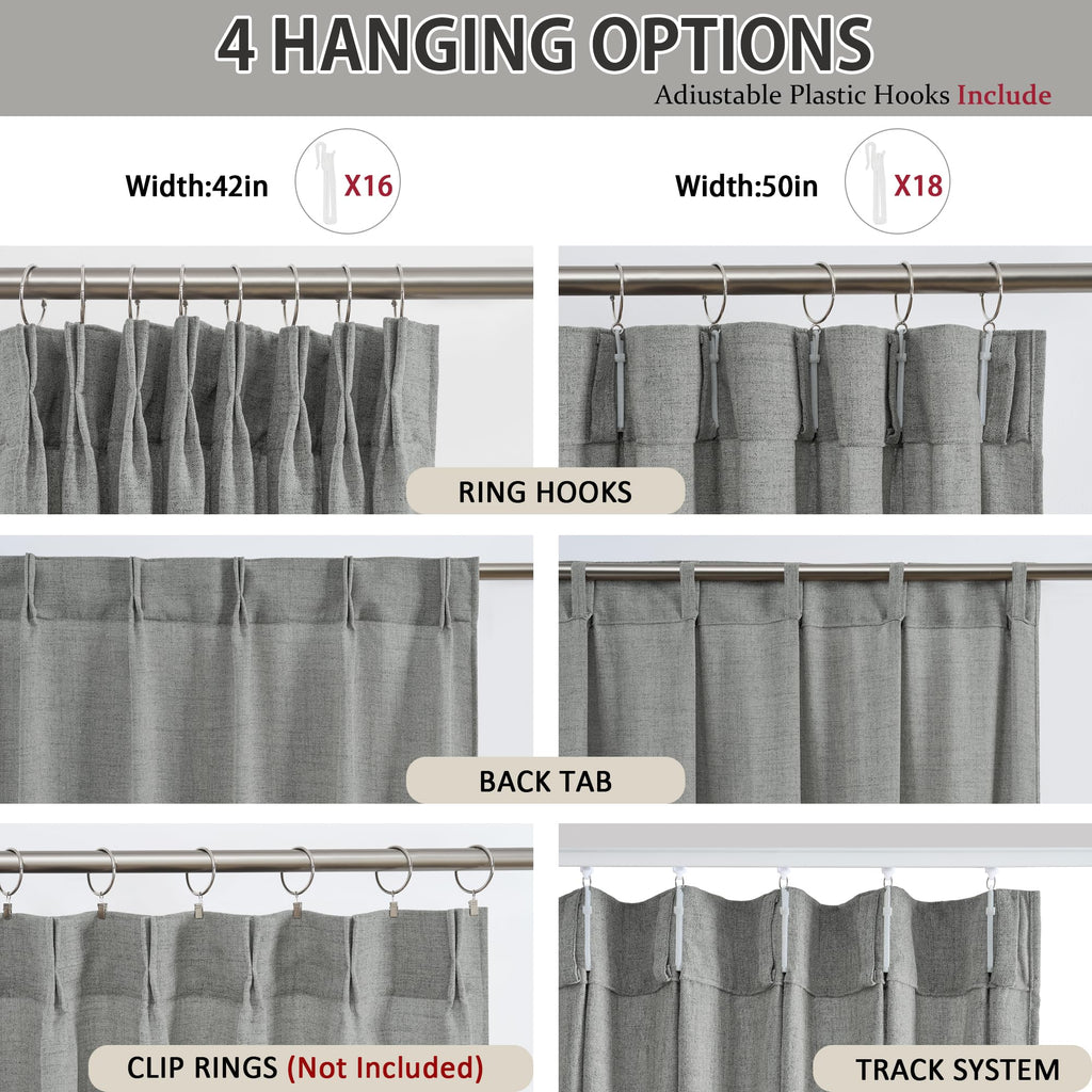 2 Panels Set Extra Long 130 Inch Curtains, Grey, 42" Wide by 130"