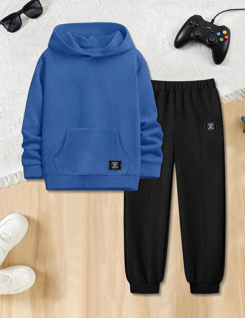 Boys Clothes Ribbed Boy Outfits Long Sleeve Hoodie Jogger Set