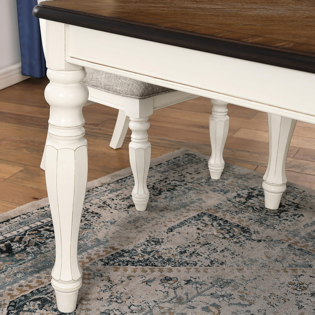 Belleza French Country 5-Piece Dining Set in Antique White and Weathered Oak Finish